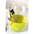 Verre à vin sans tige peint à la main avec Noël